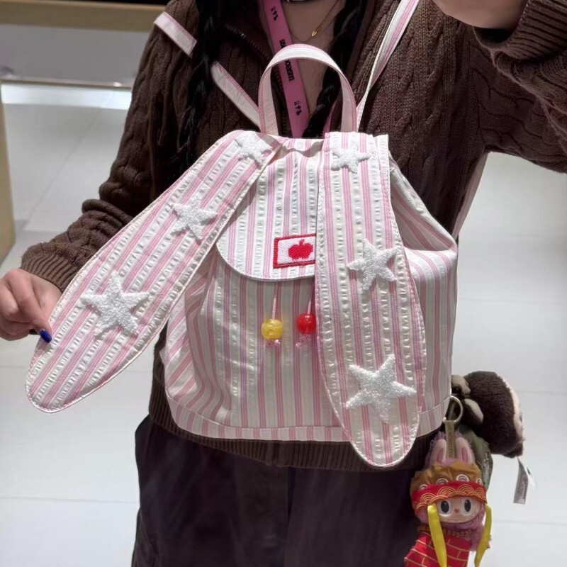 2025 Autumn/Winter New fashion Women's Backpack Soft and Cute Rabbit Ear Bag Large Capacity Backpack Outdoor Commuter Backpack Autumn New Designe