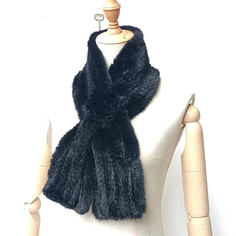 Winter Women Knitted Real Mink Fur Scarf Wholesale Fashion Thick Warm Female Genuine Mink Fur Scarves 250807