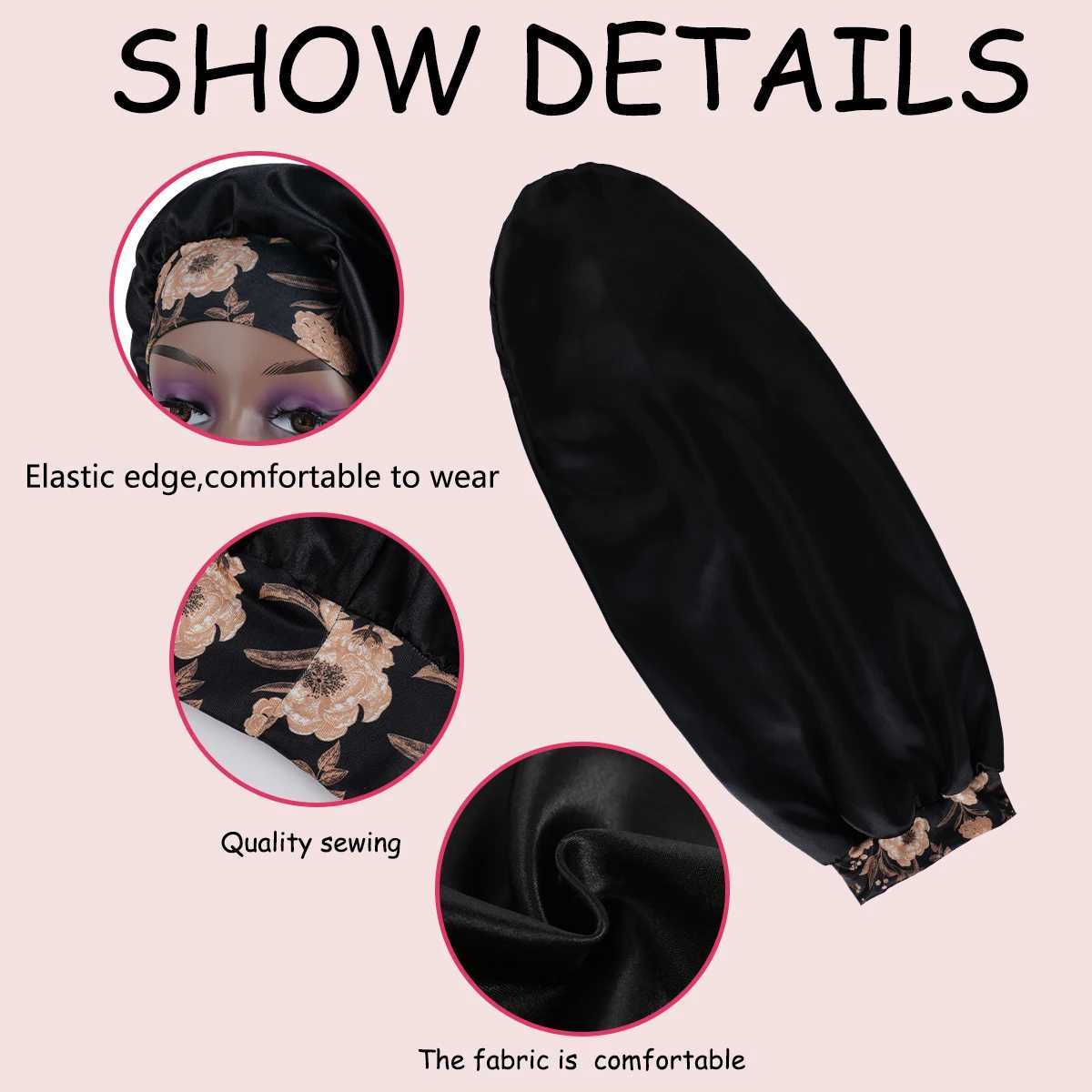 2024 Womens Extra Long Satin Sleep Bonnet - Oversized Adjustable Breathable for Curly Natural Hair Bonnet Z250808