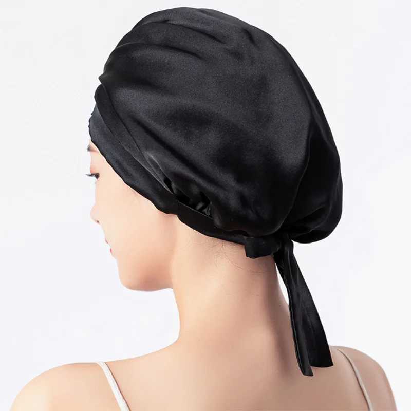 Birdtree 16MM Natural Mulberry Silk Sleeping Cap 1 Layer Shower Nightcap Housework Cooking Haircare Bonnet Protector A34316M Z250808