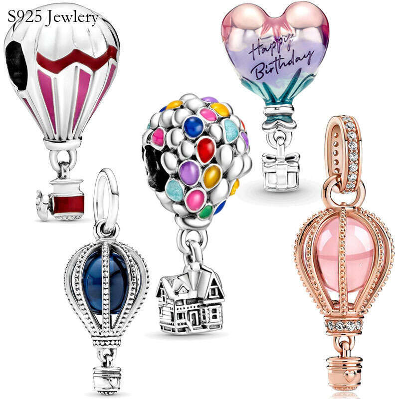 New 925 Sterling Silver Various Hot Air Ball Pendant Collection Charm Fit S925 Snake Bracelet Women Jewelry Gift DIY
