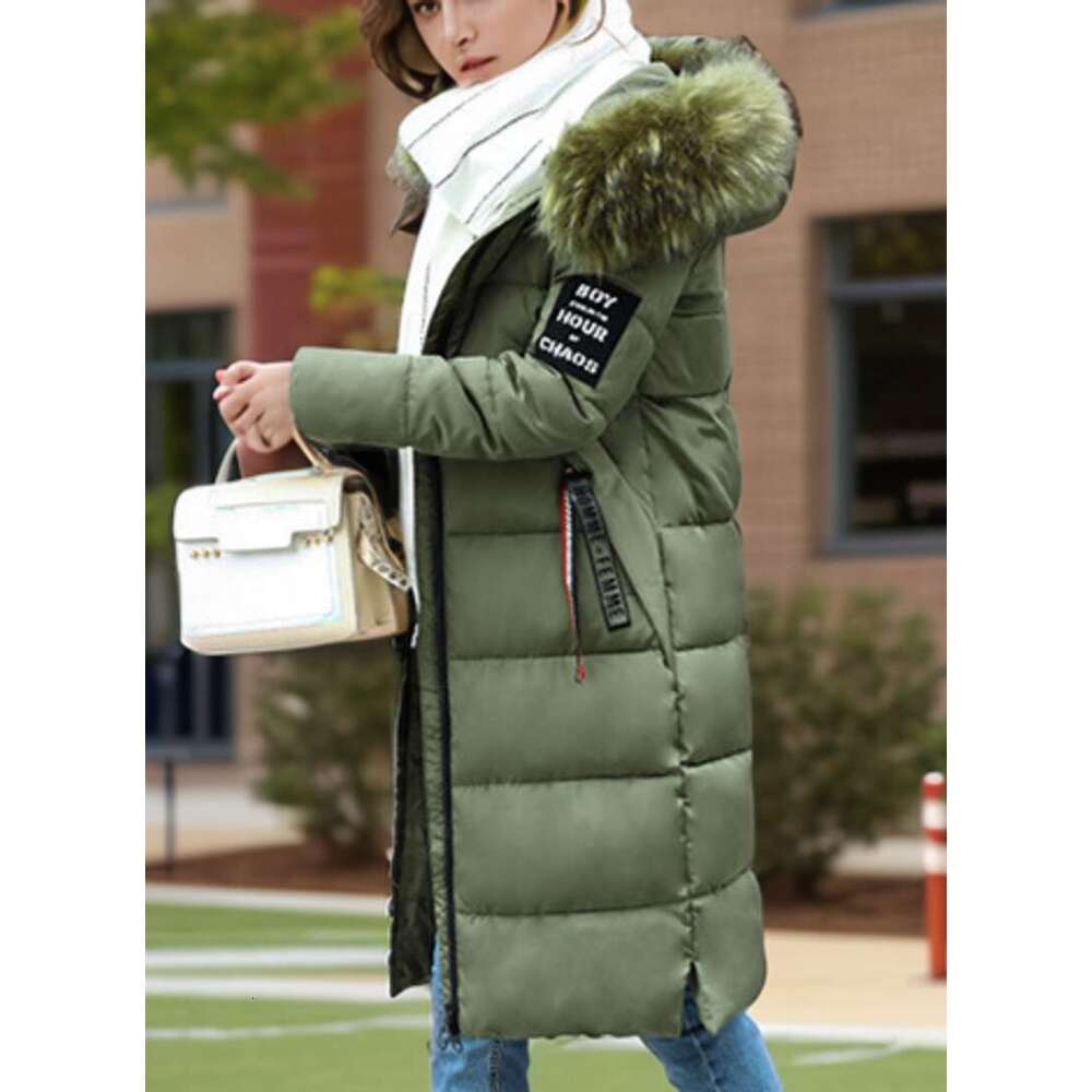 Women's Clothing New Padded For Women Long Styledown Thickened Over The Knee Fur Collar Cotton Jacket Soft Winter Coat