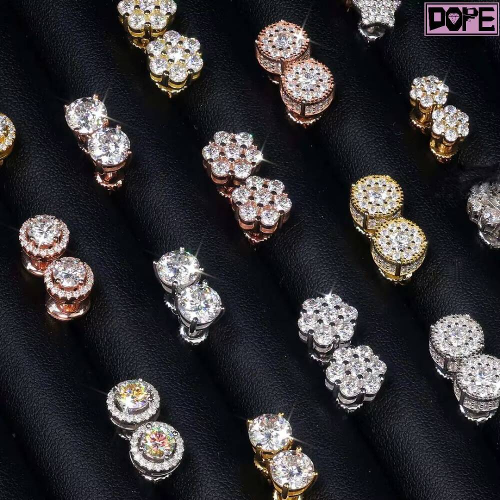 High Quality Moissanite Earrings 14k Real Gold Square Emerald Cut D Grade VVS Moissanite Stud Earring