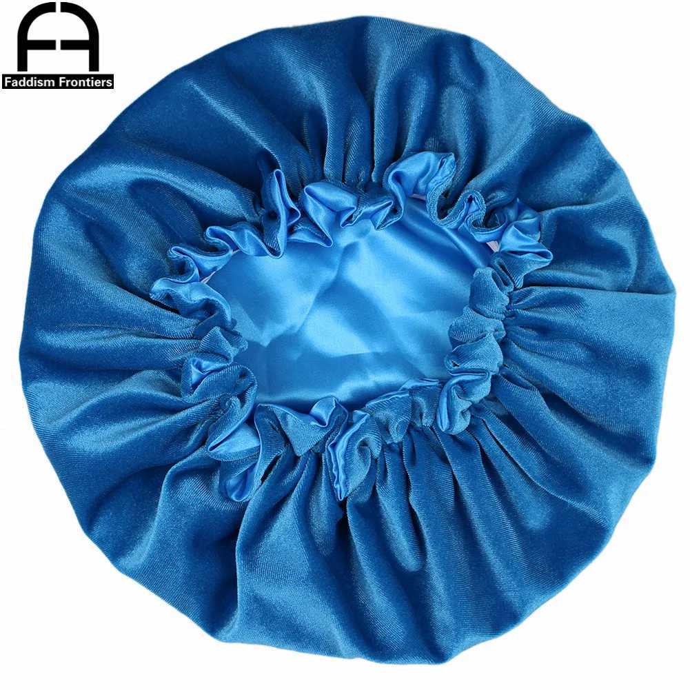 New Reversible Velvet Bonnet Satin Lined Elastic Band Bonnets Sleeping Cap Women Lady Turban Z250808