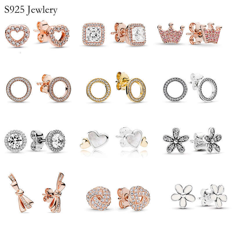 New High Quality Popular 925 Sterling Silver Cheap Infinity Stud Earrings Clear CZ For Fashion Earrings Women Wedding Jewelry Accessories