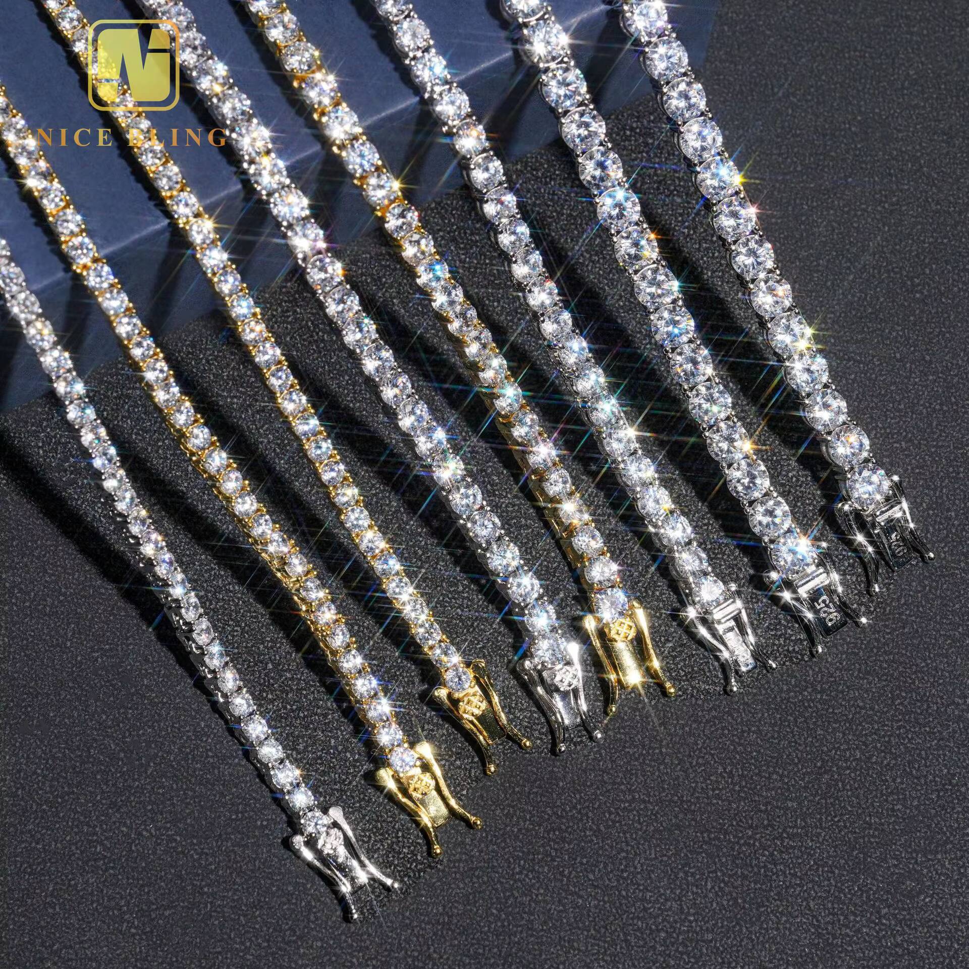 Manufacturer Direct Selling Cheap Price 925 Silver Cubic Zircon Diamond Chain Necklace Hip Hop Jewelry Iced Out Tennis Chain