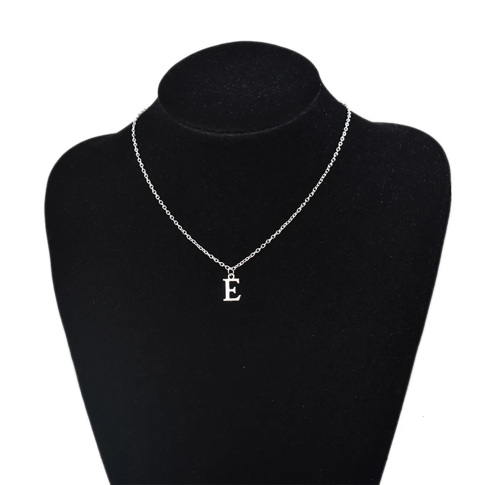 Silver Color A-Z English Alphabet Letter Pendants Necklaces For Women Metal Jewelry Simple Initial Chain Choker Collares 250805