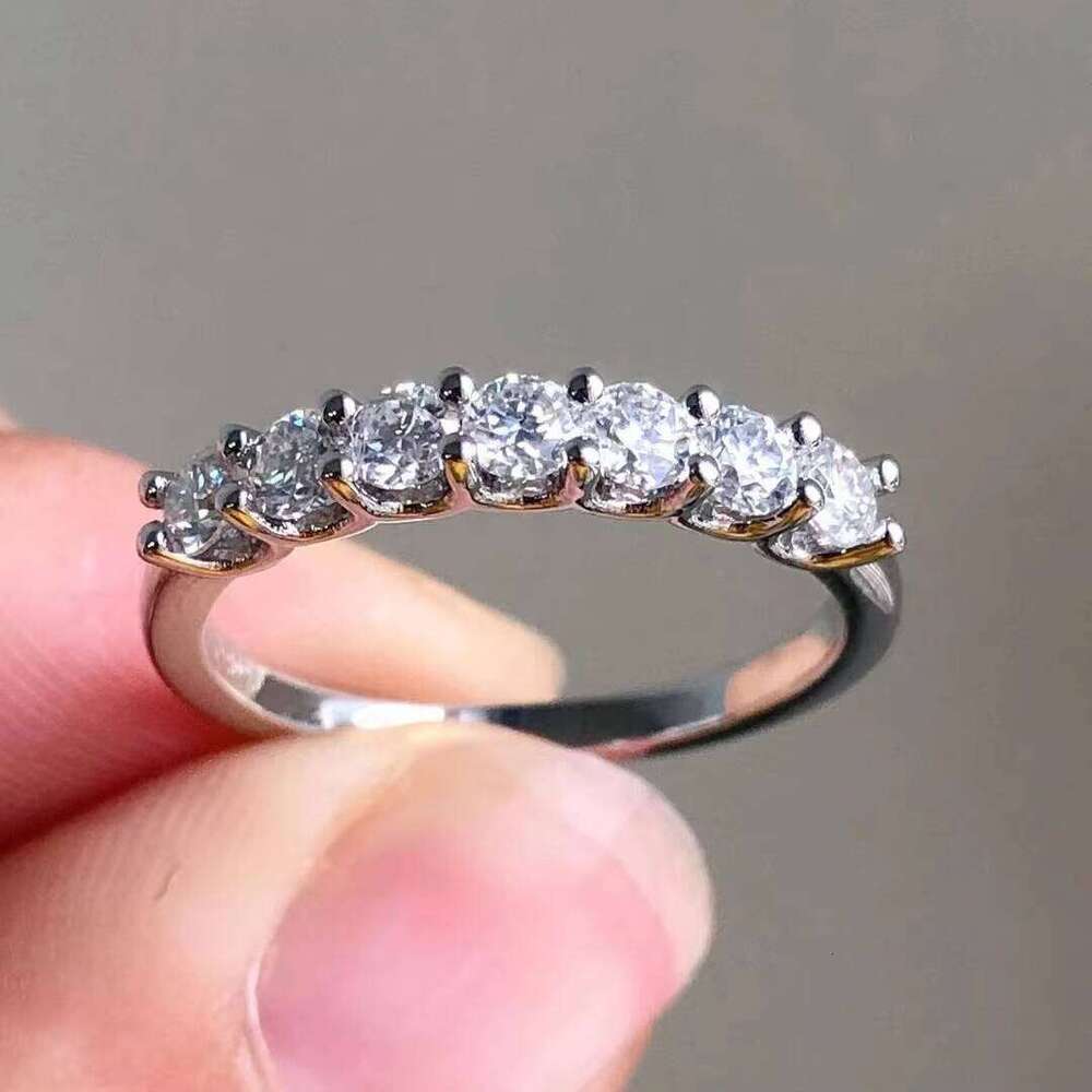 Anniversary Half Band 10k/14K/ Gold Round Brilliant Cut Moissanite Dia Wedding Ring Fine Jewelry for Women