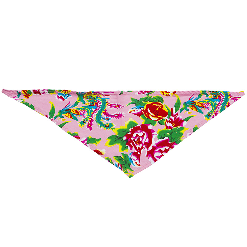 Trendy Lightweight Unisex Outdoor Cycling Bandana Northeast Chinese Bold Floral Print Sporty Street wear Hip Hop Triangular Scarf