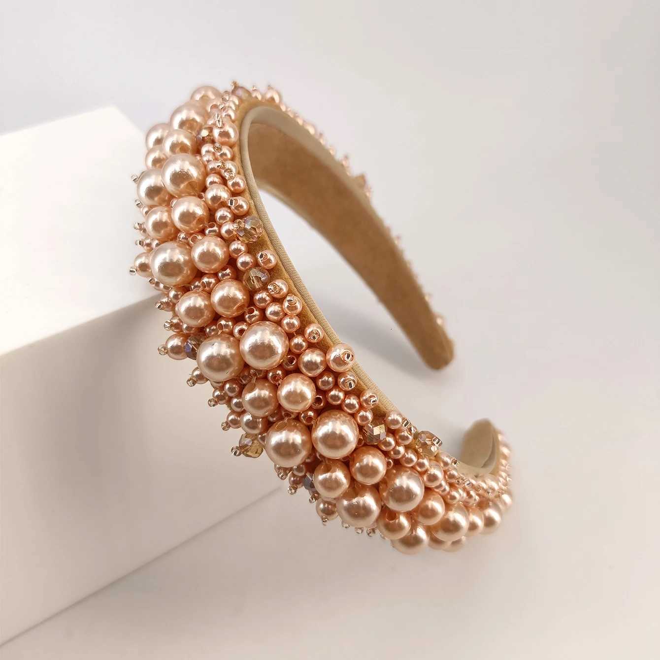 1.18inch Faux Pearl Crystal Fabric Plastic Band Exquisite Hair Accessory for Prom Party Dr Up Y250808