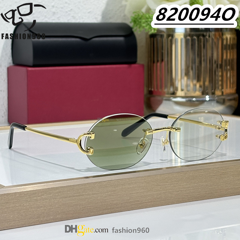 Classic luxury sunglasses women diamond cut oval lenses gafas de sol rimless reading sunglass hombres buffs clear turn color metal leopard lunettes 820094