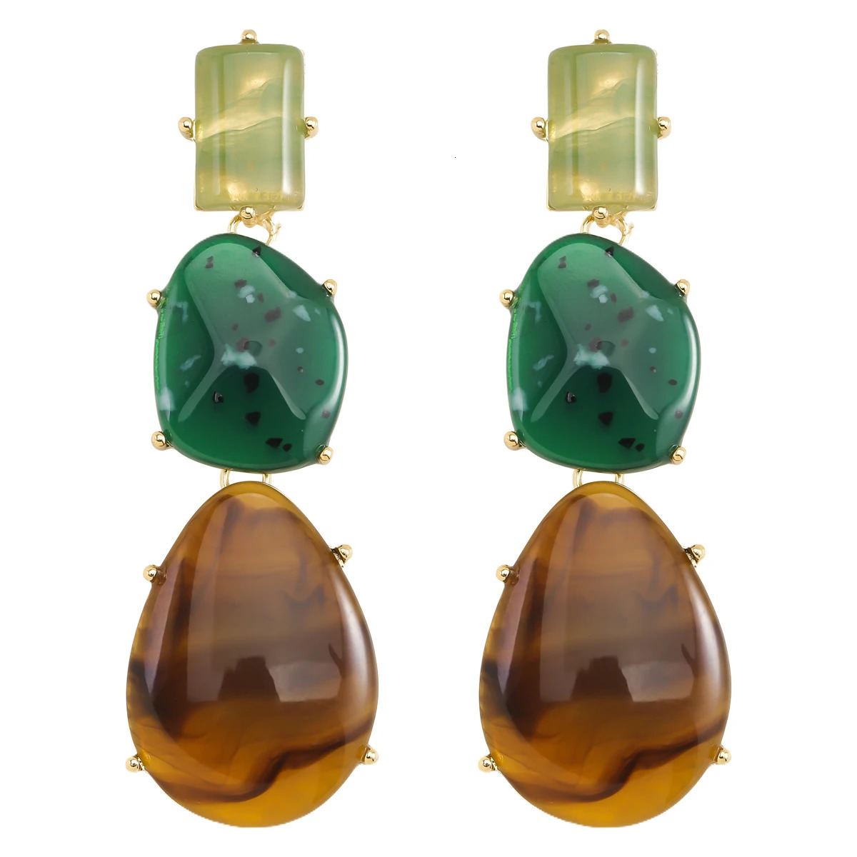 Vedawas Colorful retro-geometric resin earrings simple banquet holiday earrings women jewelry 250807