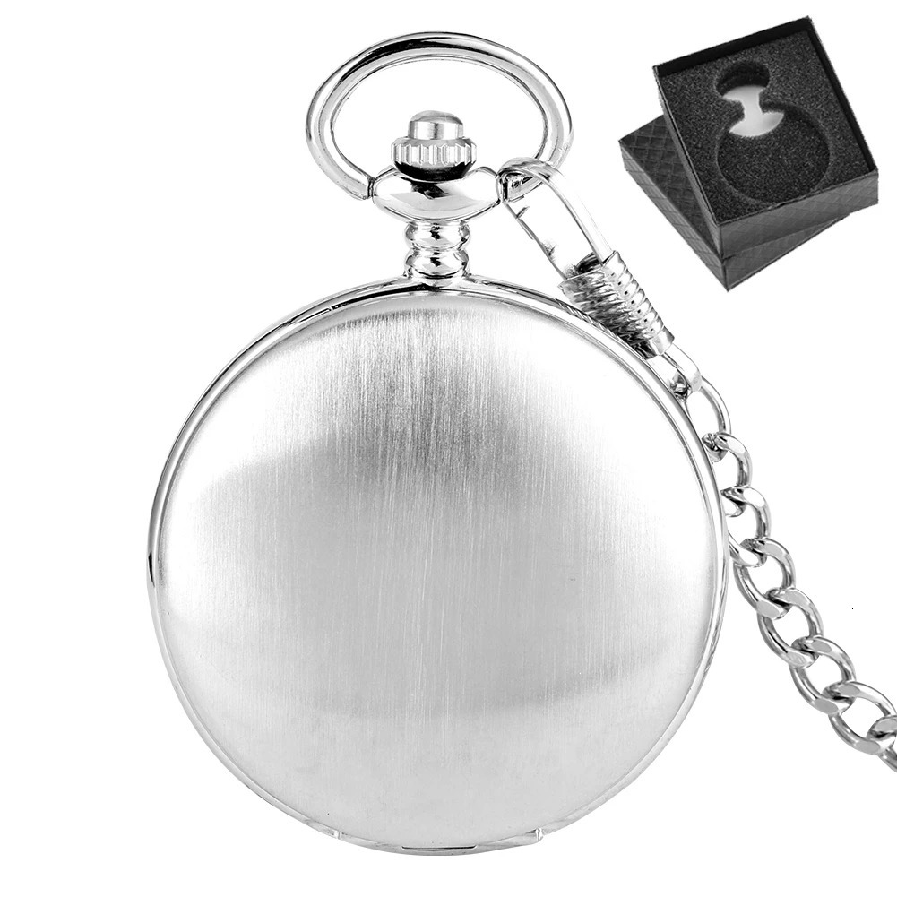 Classic Vintage Brushed Silver Mechanical Pocket Watch Hand Winding Movement Antique Timepiece Gift Men with Watch Box 250807