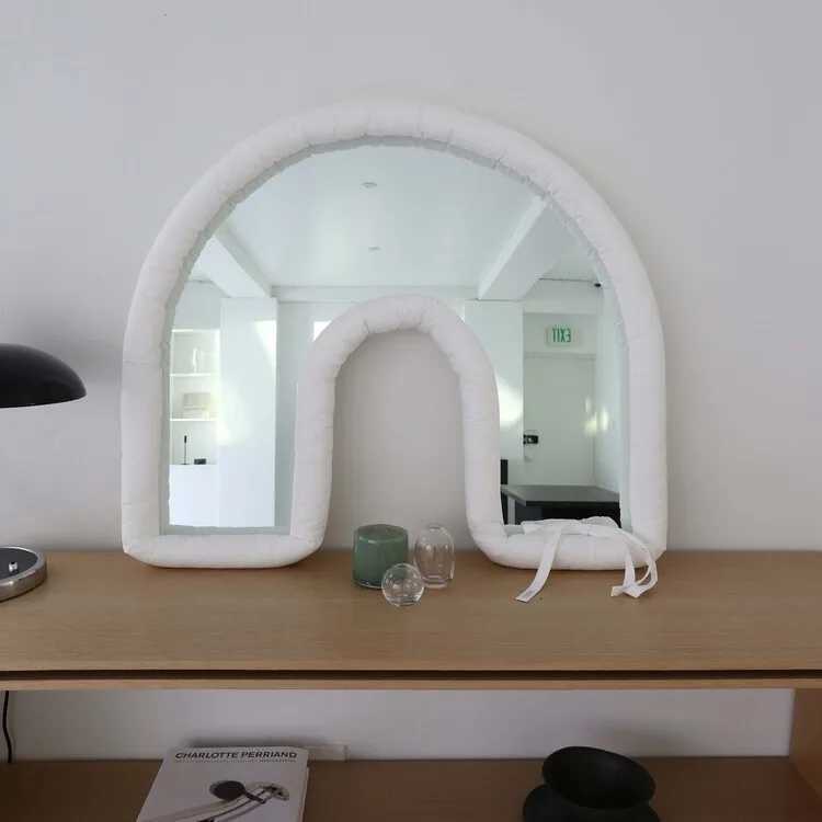Arch Mirror Ins Creative Cotton Living Room Bedroom Wall Hanging Decoration Makeup Mirror Semi-round Wall Decoration Z250807