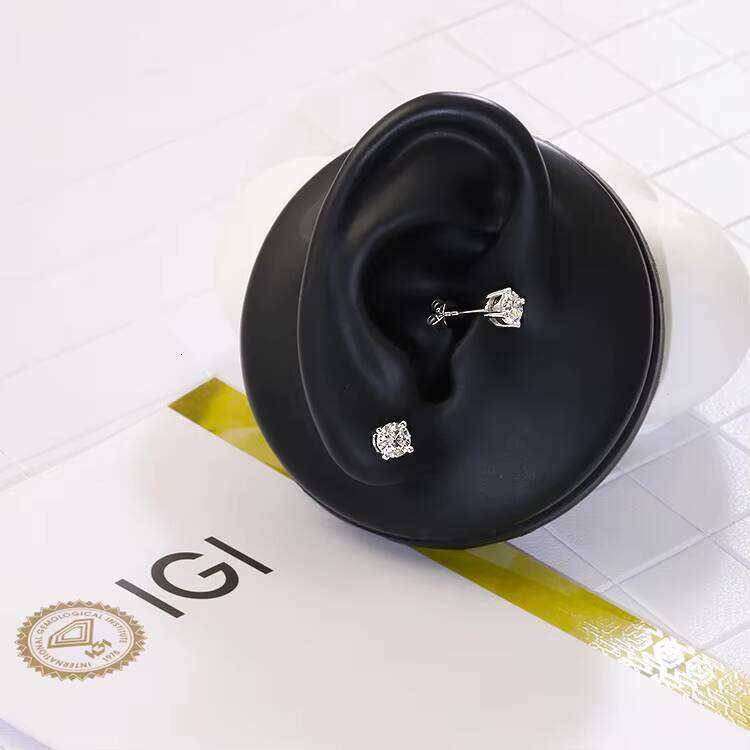 High Jewelry IGI Certificate 5mm Lab Dia Plated Earrings 10k White Gold Women Stud Earring for Gift