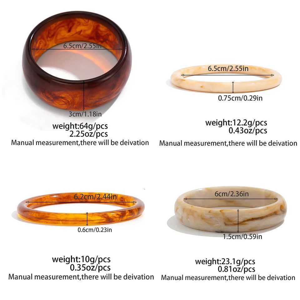 4 Styles Creative Vintage Resin Bangles for Women 2025 Trendy Party Birthday Beach Charm Bracelet Jewelry Accessories Z250807