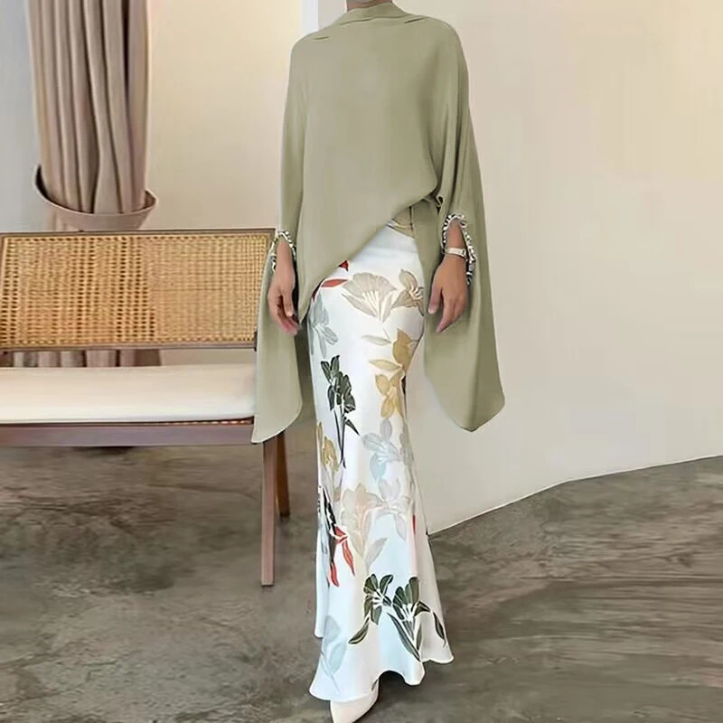 Vintage High Street Skirts Suits Spring Women Fashion Floral Print Party Set Casual Loose Asymmetric Outfits 250728