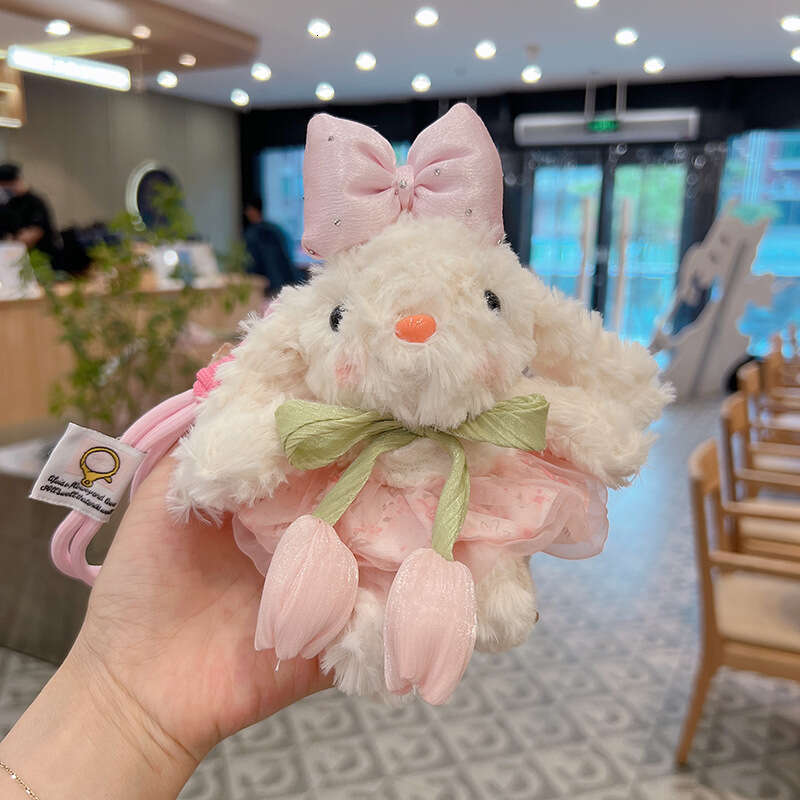 Cute Tulip Chiffon Skirt Lop-Eared Rabbit Keychain Adorable Plush Bunny Doll Internet Celebrity Bag Pendant