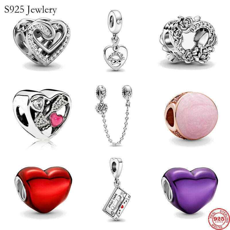 New Popular 925 Sterling Silver Valentine's Day Wrap Heart Cassette For S925 Snake Charm Bracelet Women DIY Jewelry Making