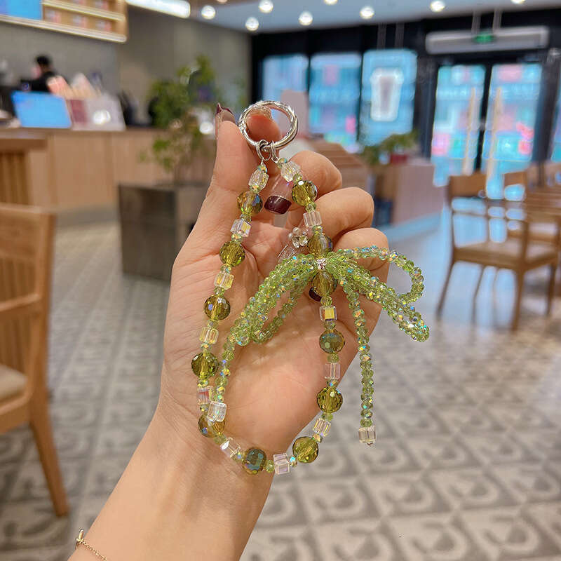 New Rhombus Crystal Bow Creative Exquisite Rhinestone Bracelet Chain Car Keychain Bag Pendant