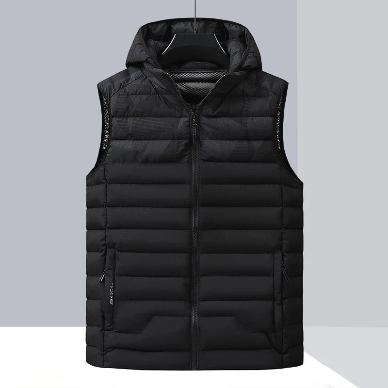 Down Cotton Casual Trend Detachable Hood with Thickened Warm Vest Mens Warm hood Collar Jacket Sleeveless Vest Mens 250804