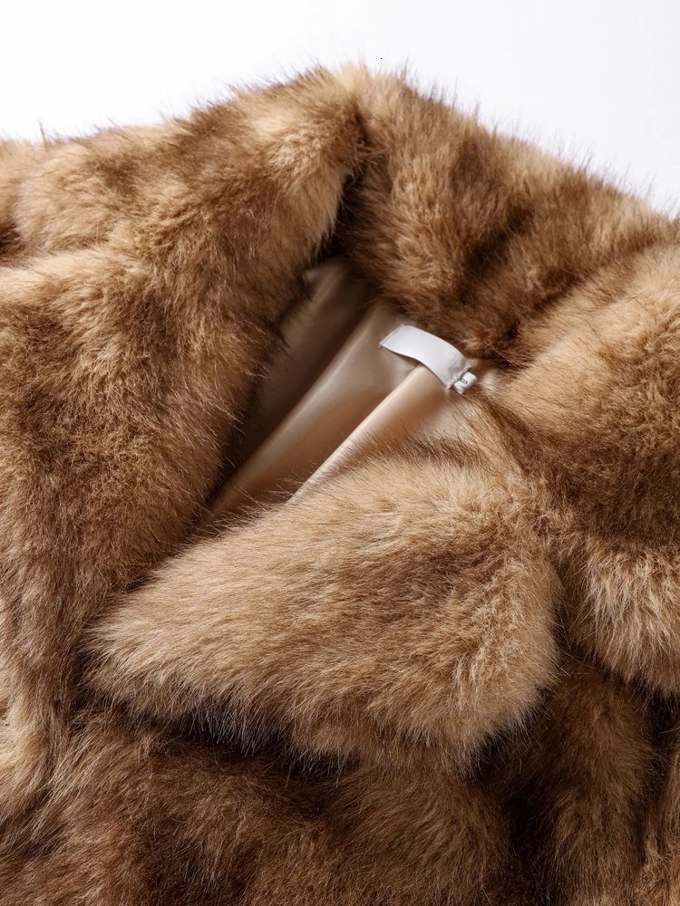 Chic Faux Fur Warm Jacket For Women Vintage Full Sleeve Lapel Coats Lady Autumn Winter Elegant Thicken Female Street Outwear 250806