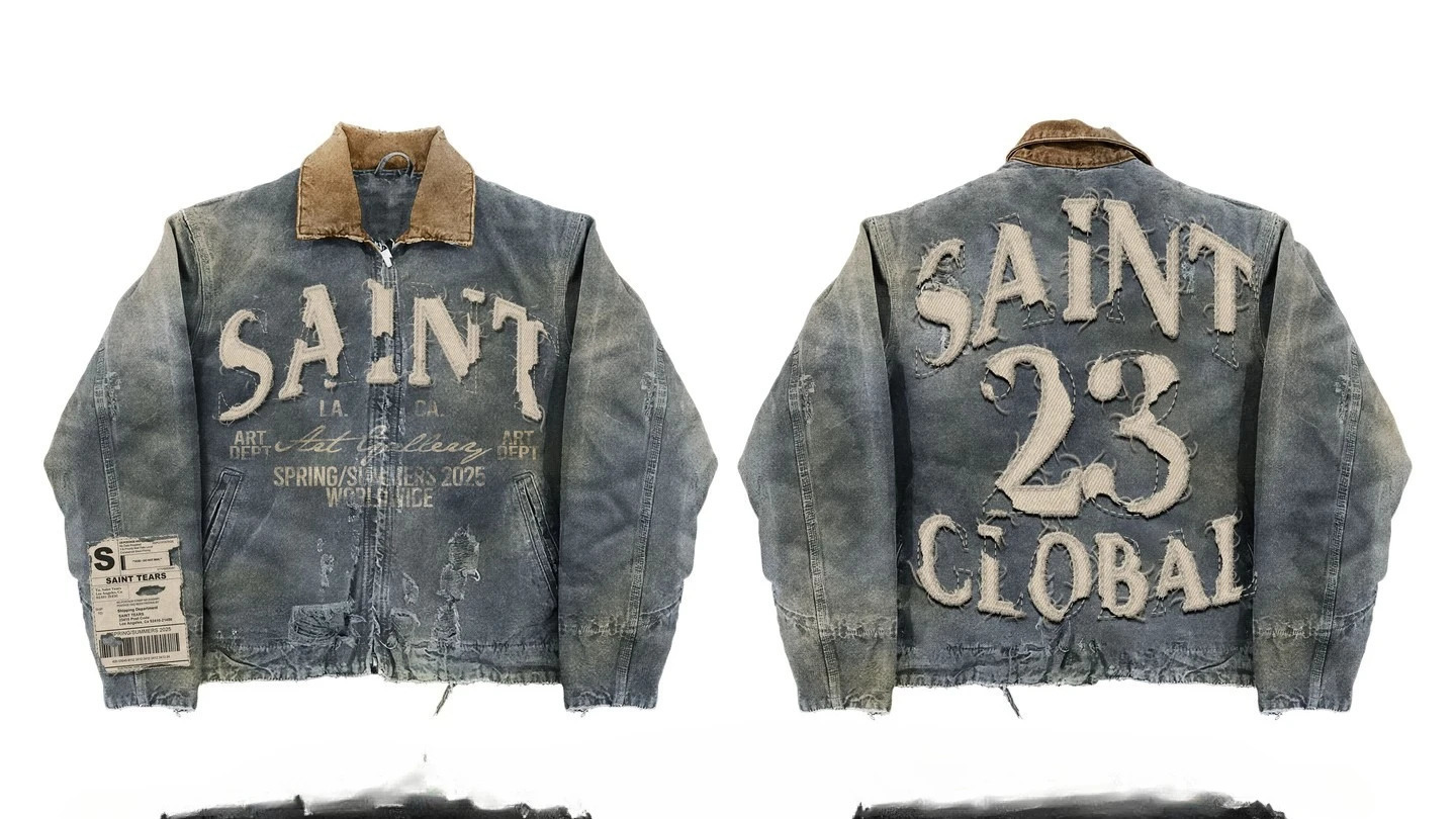 Vintage Y2K Embroidered Denim Jacket Distressed Urban Streetwear Collar for Mens and Womens Clothing Jackets Coats 250805