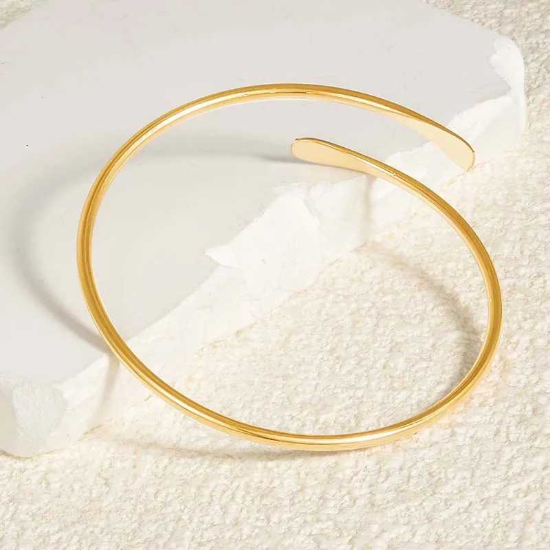 Fashion Metal Geometric Open Cuff Bracelets for Women Men Simple Gold Color Smooth Adjustable Bracelet Party Jewelry Couple Gift Z250807