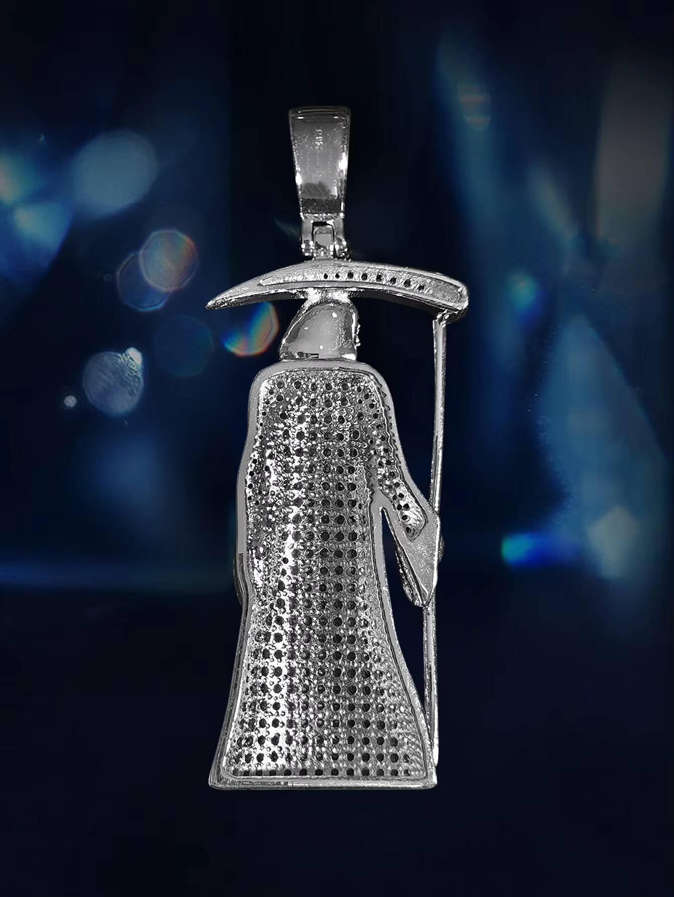 New Arrival Big Size 925 Silver Grim Reaper Pendant VVS Moissanite Diamond Necklace Charm High Quality Product Type