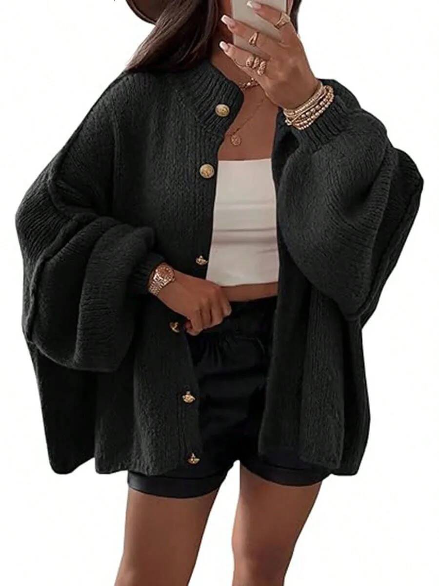 Knitted Lazy Style Oversized Long Sleeve Women Loose Buttons Cardigans Coat Winter Keep Warm Sweater Jacket Fashion Casual Tops dongdumaoyi