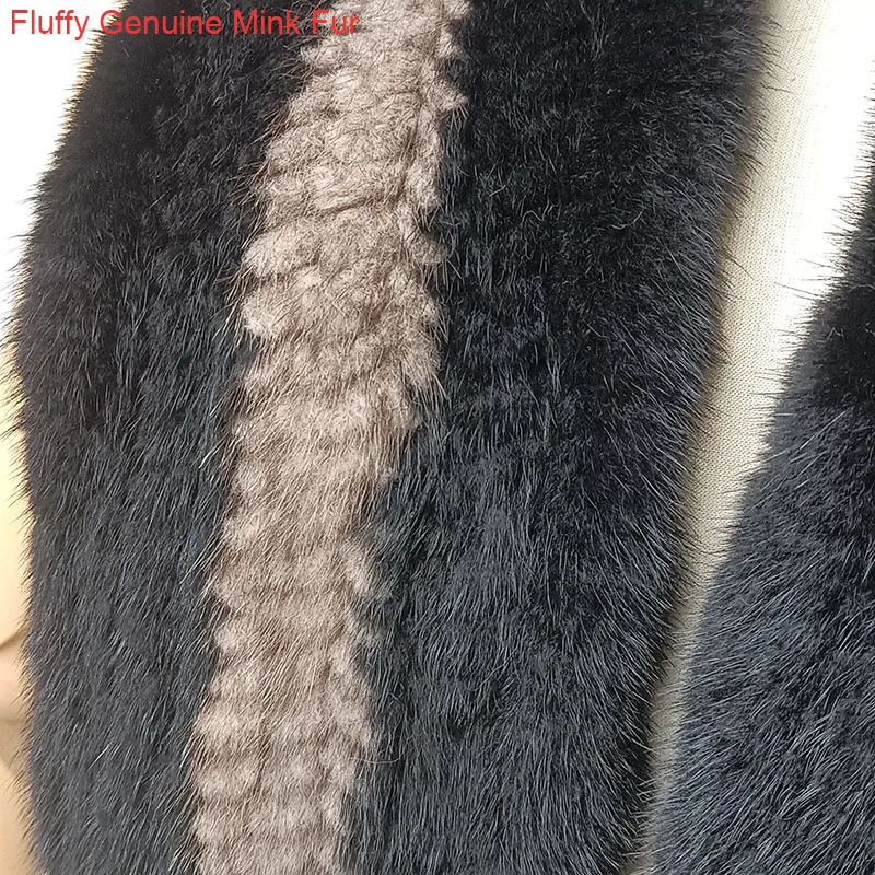Winter Women Knitted Real Mink Fur Scarf Wholesale Fashion Thick Warm Female Genuine Mink Fur Scarves 250807