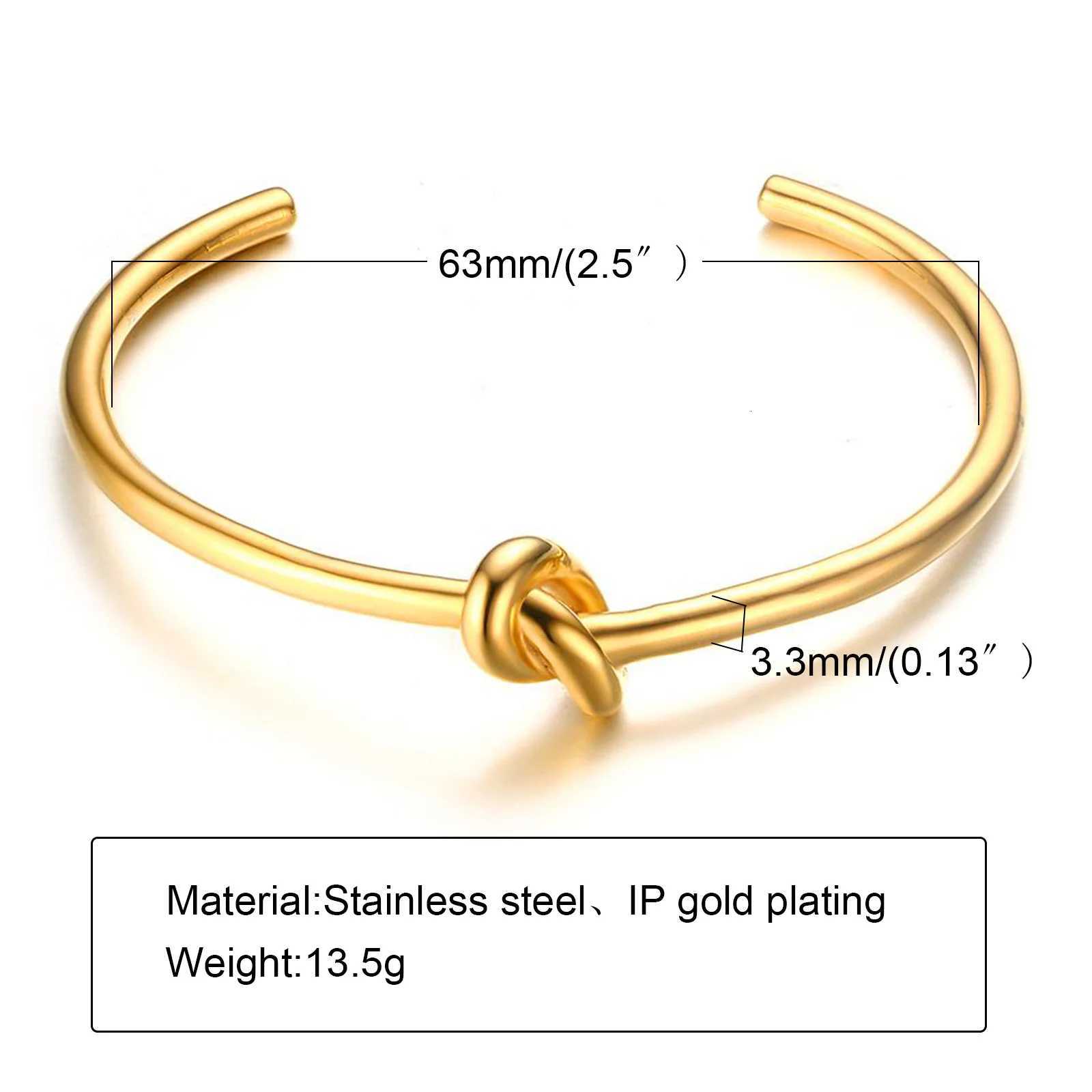 Candid Style Knot Cuff Bangle for Women Gold Color Stainless Steel Elegant Tie Charm Bracelets BFF Sisters Party Jewelry Z250807