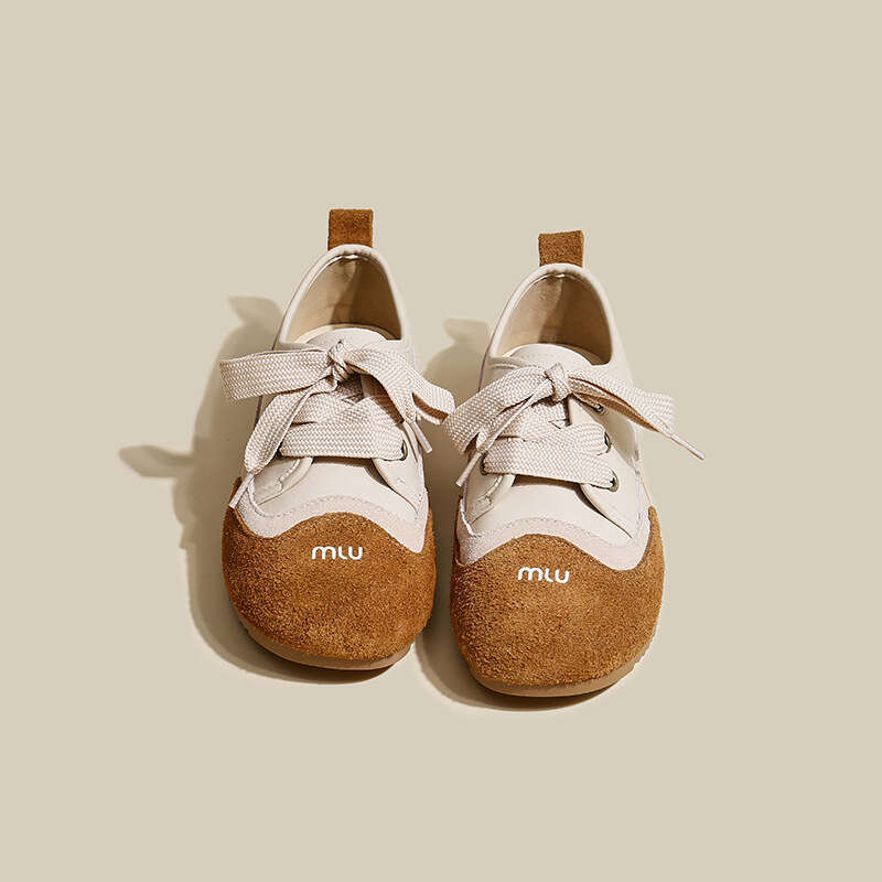2025 Spring New Women's Matte German Training Shoes Versatile Ugly Cute Comfortable Soft Sole Lace-up Flats