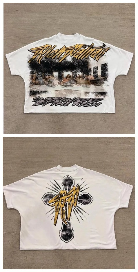 American graphic T-shirt oversized Y2K top Korean Gothic T-shirt couples sports shirt 250808