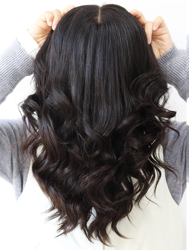 Silk Base Real Virgin European Human Hair topee topper for women, Body Wave Breathable Base hair topper Certificated Sheitel with Clips in