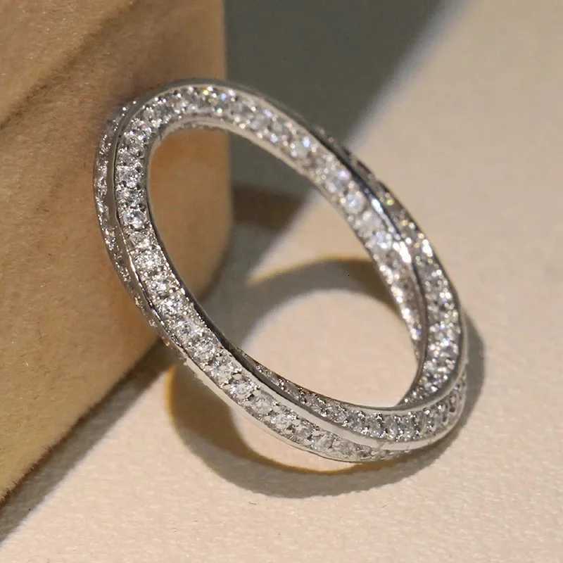Trendy Twist Promise Rings 925 Sterling Silver Full with Cubic Zirconia Sparkling Wedding Band Accessories Hot Fashion Jewelry Y250808