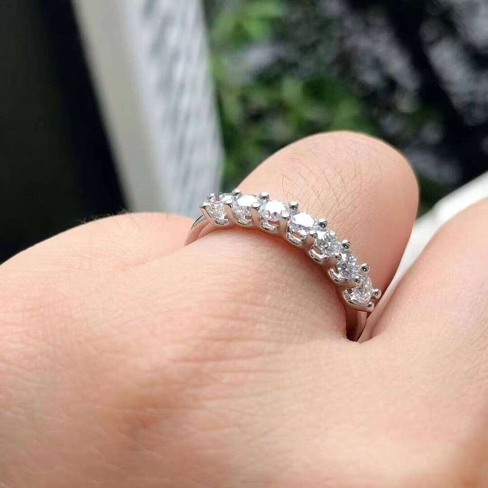 Anniversary Half Band 10k/14K/ Gold Round Brilliant Cut Moissanite Dia Wedding Ring Fine Jewelry for Women