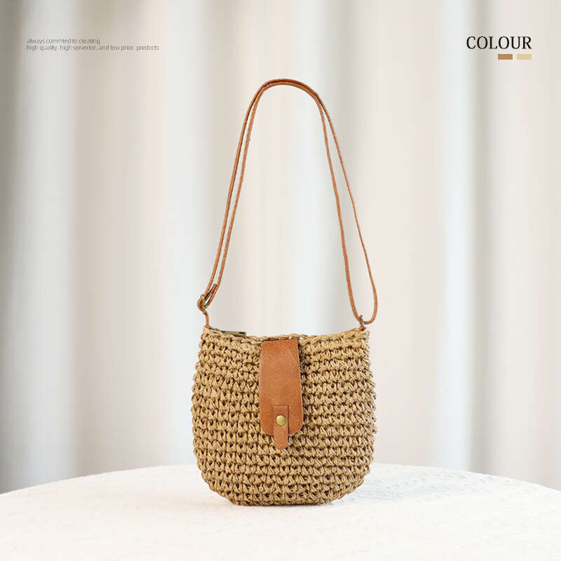 Straight Hair Summer New Straw Woven Small for Women Beach Vacation Photo Versatile Forest Style Crossbody Bag