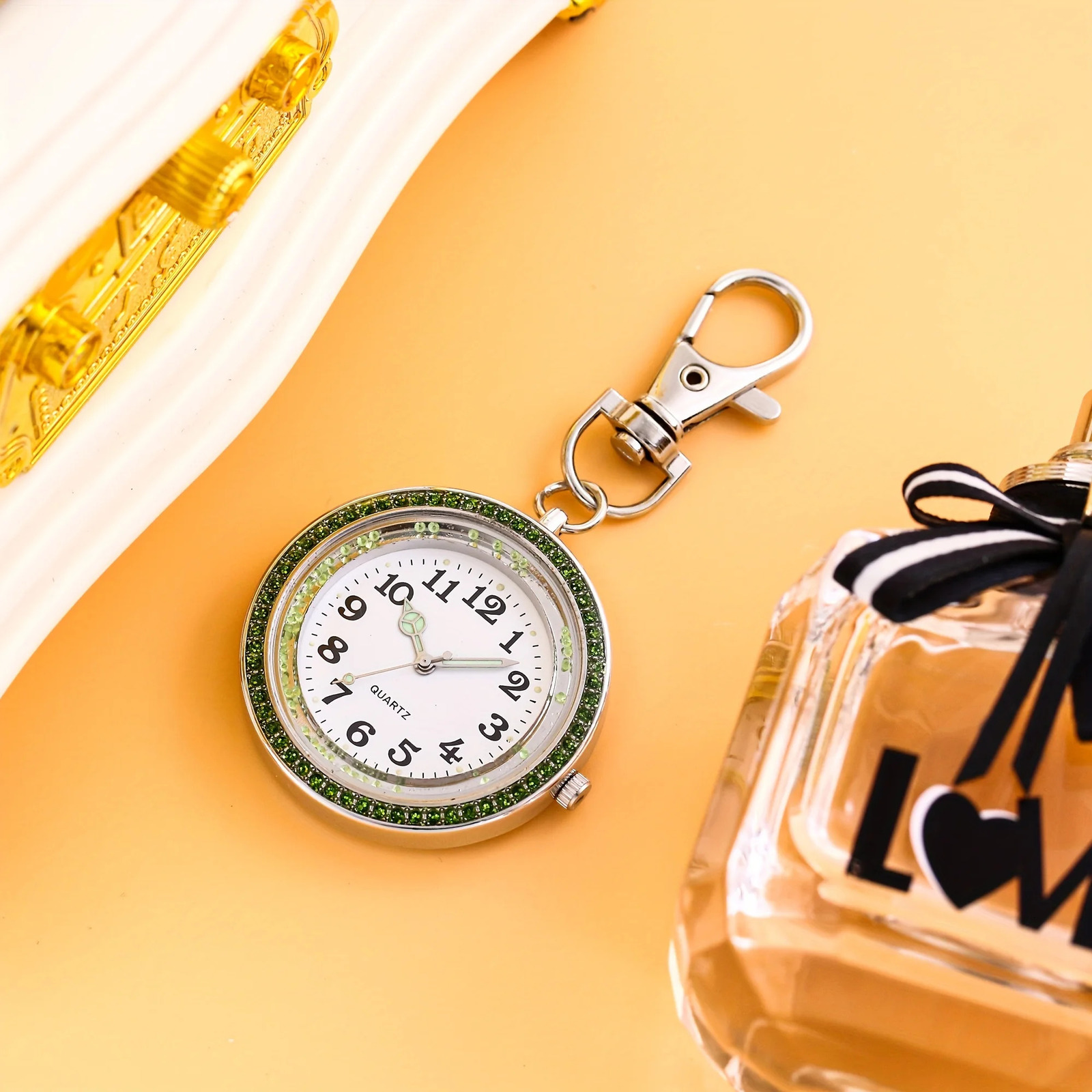 Colorful Full Diamond Luminous Needle Hanging Watch Pocket Watch Keychain Watch Nurse Watch Mens and Womens Hanging Watch 250807