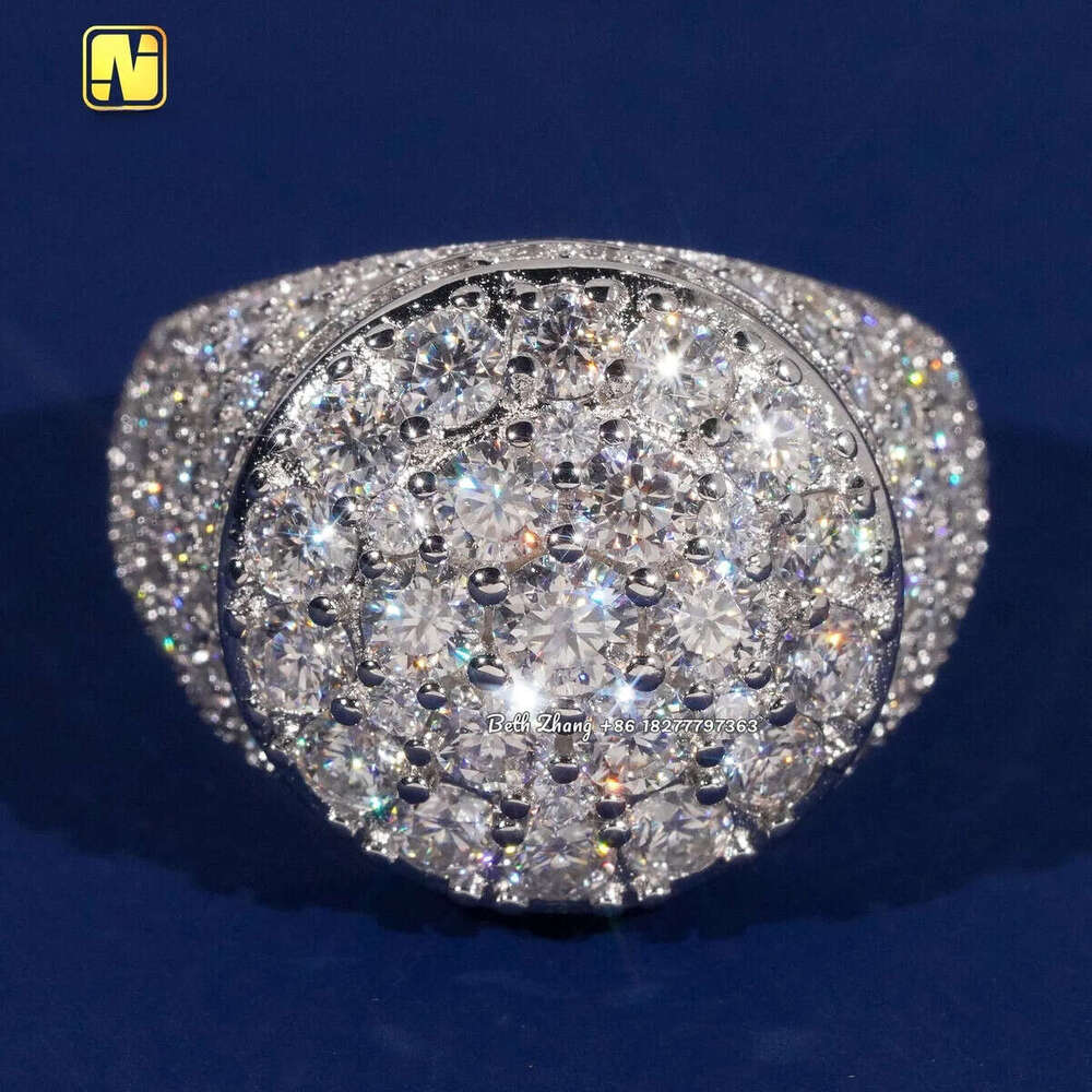 Hip Hop Fashion VVS Moissanite Engagement Sier Men Jewelry Iced Out Pinky Rings Pass Dia Tester
