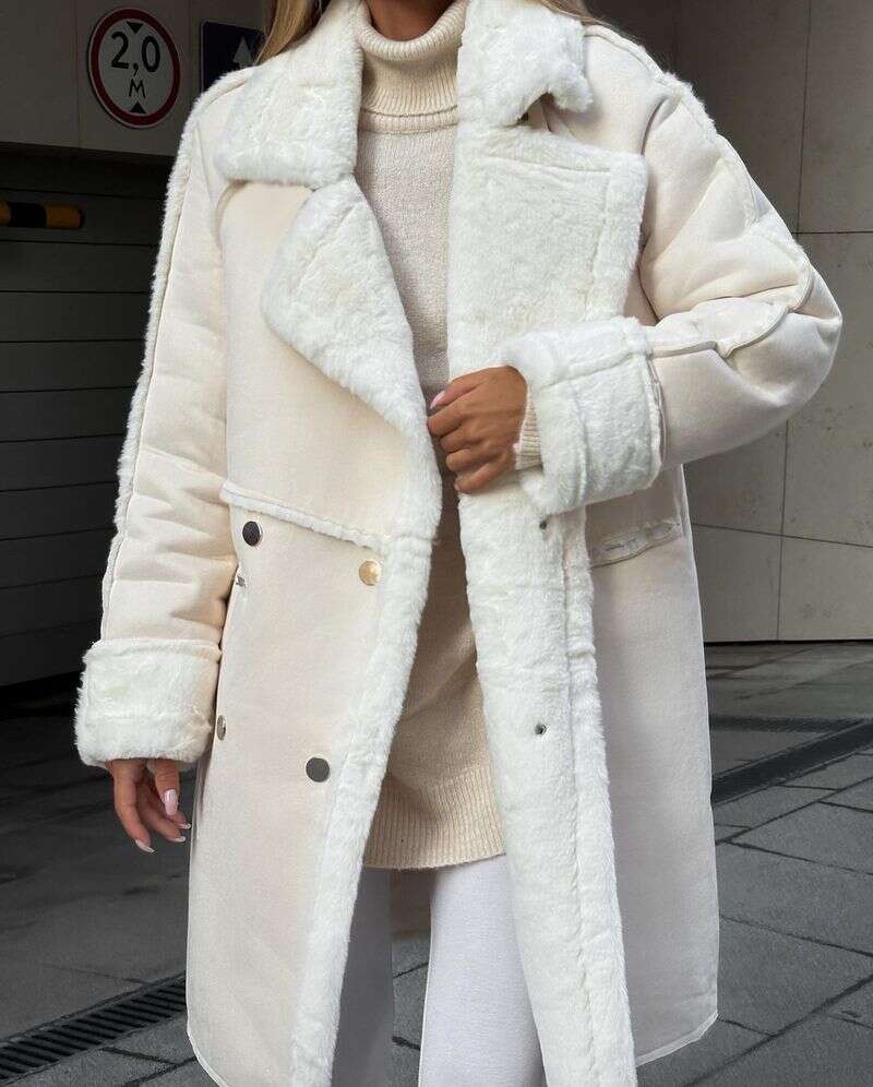 Winter Furry Suede Coat Suit Collar Cardigan Long Sleeve Plush Jacket fur coat