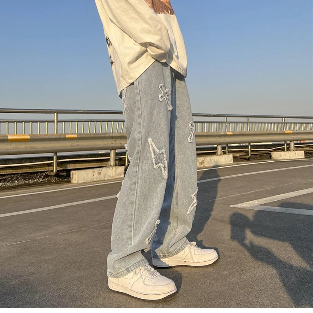 High Street Loose Casual Pants Mens Jeans Denim For women Men Same Paragraph Y2k baggy pants baggy jeans cargo pants men 250805