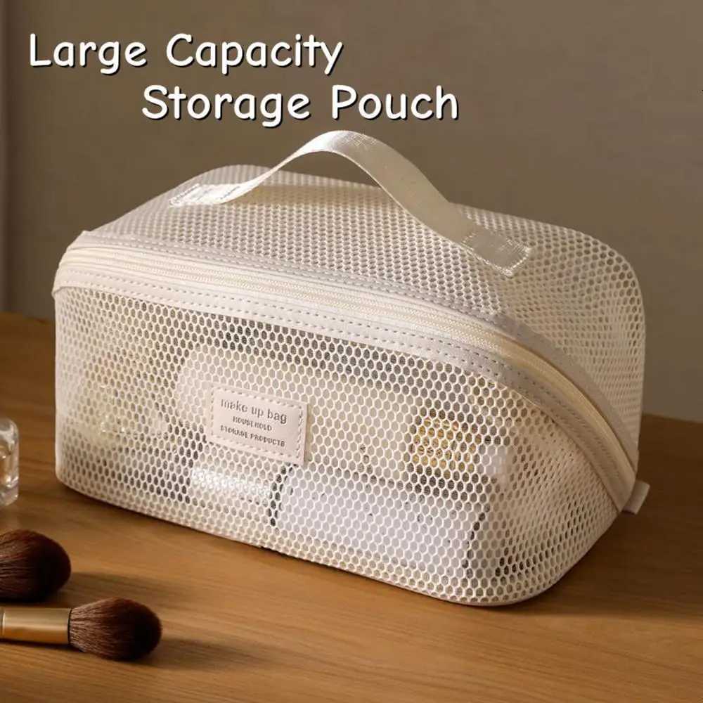 Portable Mesh Shower Caddy Tote Bag Large Capacity Makeup Storage Bag Bathro Toiletry Organizer Travel Storage Pouch Accessory Y250808