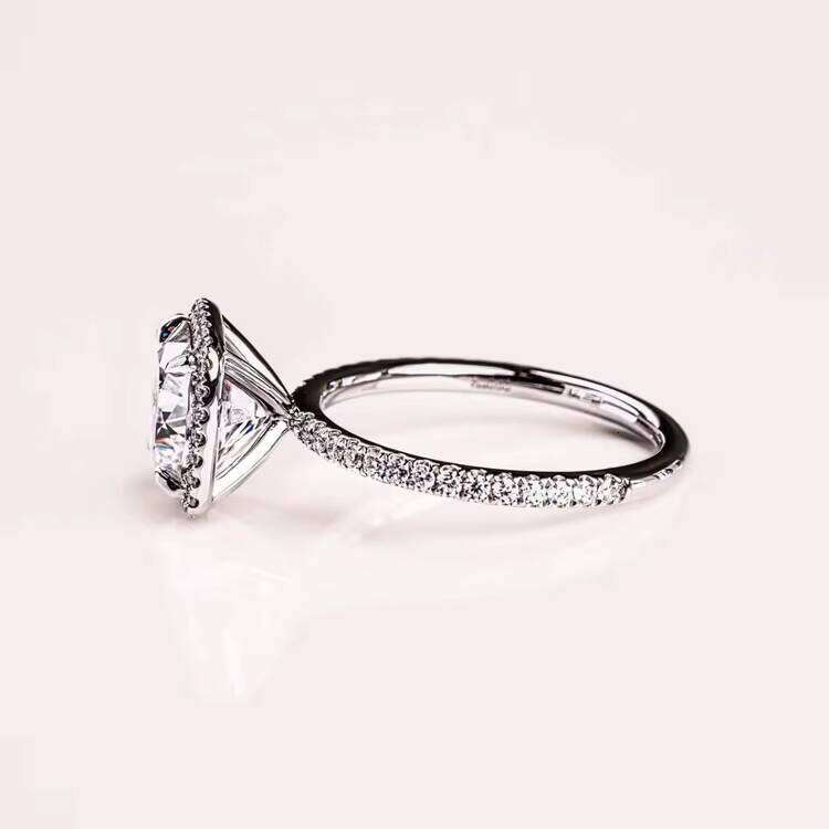 2.0ct 7*7mm VVS Moissanite 14K Real Gold Cushion Cut With Melee Engagement Wedding Rings Jewelry for Women
