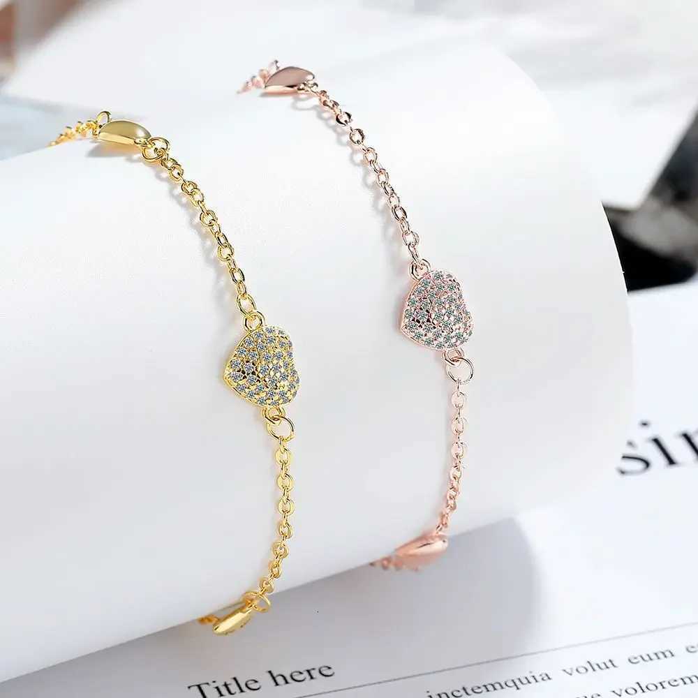 925 Sterling Silver Electroplated 18k Rose Gold Love Pendant Bracelet (17cm+5cm) Wedding Luxury Jewelry Z250807