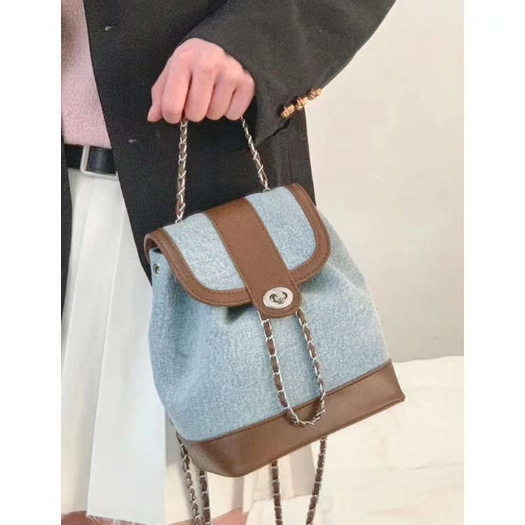 Denim Texture Small for Women 2025 Spring Summer Class Commuting Backpack bags Trendy Designer Student Bag