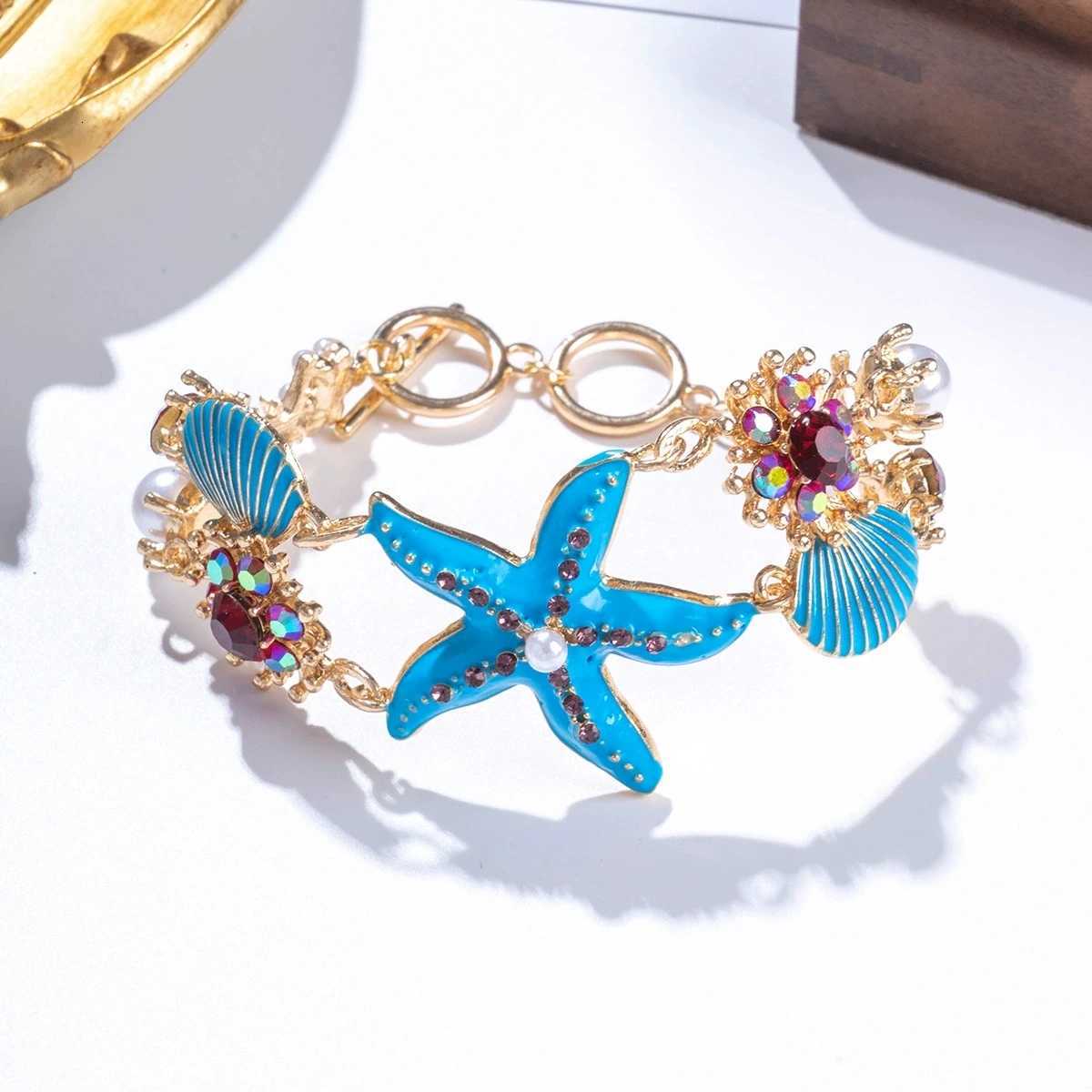 Bohemian Starfish Shell Bracelet For Women Crystal Pearl Summer Bangle Female Seaside Beach Boho Jewelry Accessories Z250807