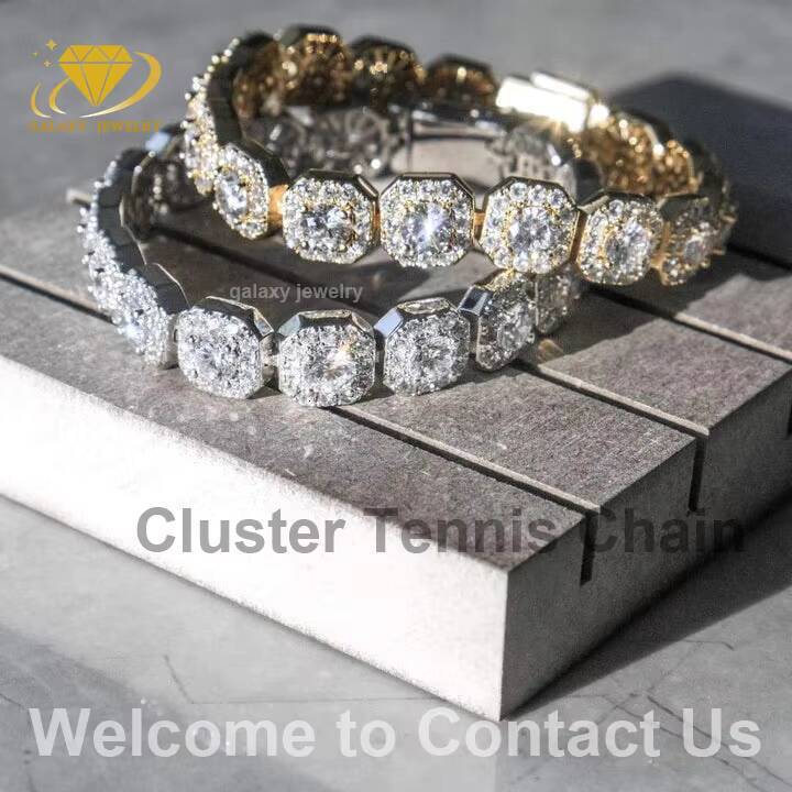 Mens Vvs Bracelet Moissanite Tennis Chain Iced Out Diamonds 925 Sterling Silver Charm Bracelets Tennis Link Chain