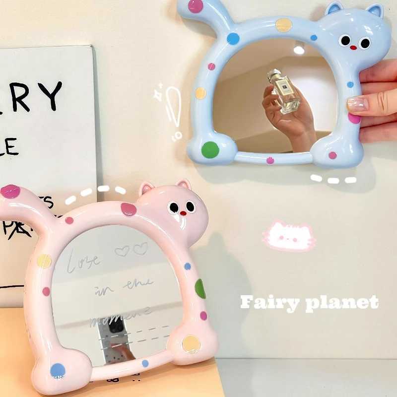 Dopamine Style Makeup Mirror Kawaii Cat Shaped Cosmetic Mirrors for Women Adjustable Wall-Mounted Mirrors Wholesale 2025 New Z250807