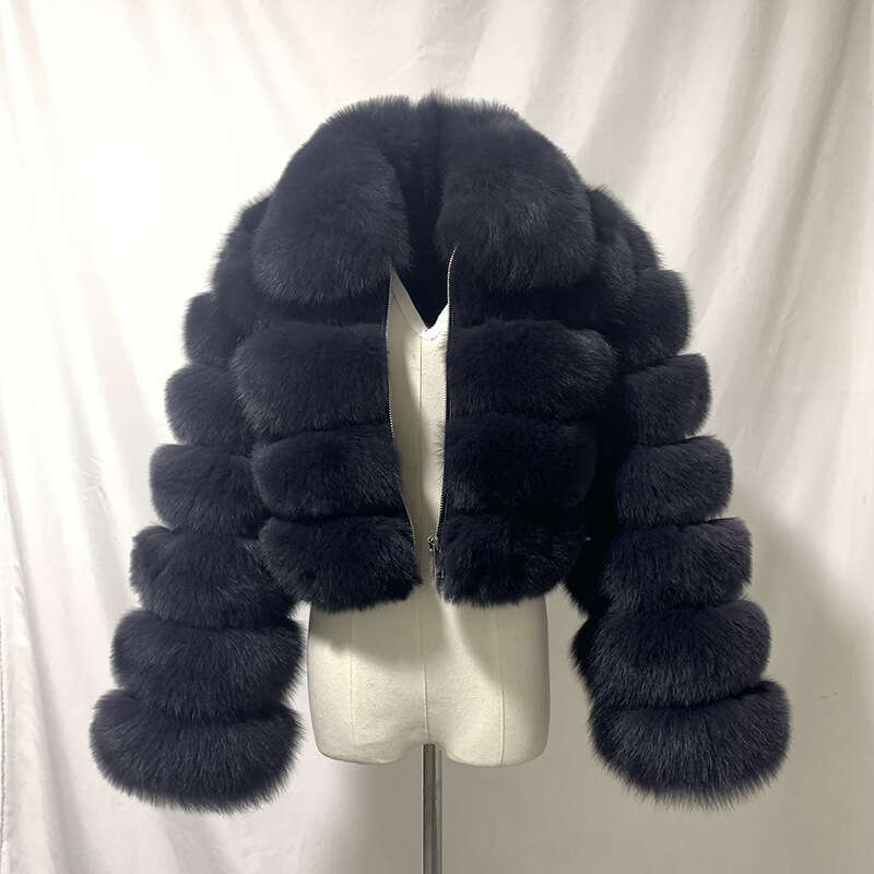 Women's Clothing Fox Fur Splicing Short Lapels Long Sleeved Coats